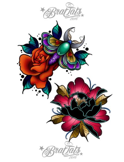 bright flowers ajutine tattoo brat tats