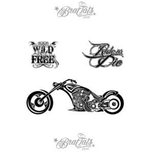 ride or die mootorratas ajutine tattoo